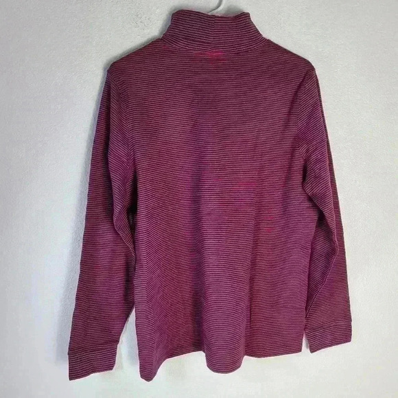 L.L. Bean Marron Striped Shirt Womens Sz Xl Misses Supima turtleneck - Picture 2 of 7